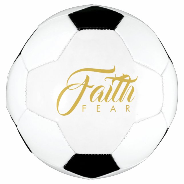 Faith Over Fear Gold Graphic Soccer Ball (Front)