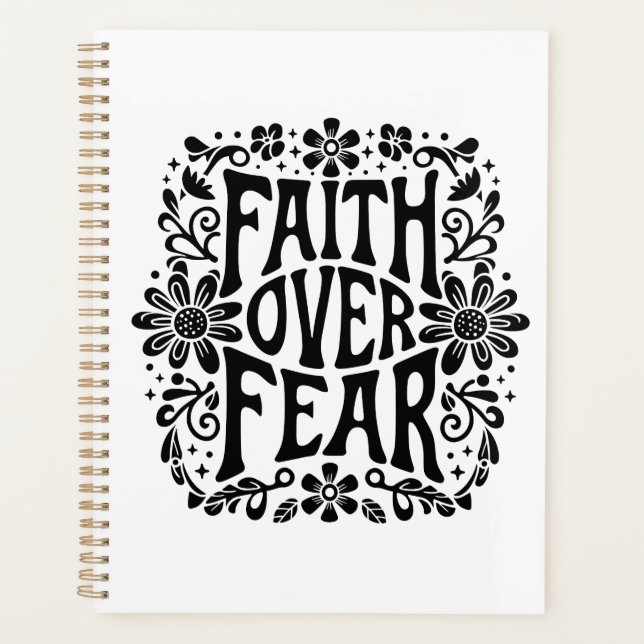 Faith over fear groovy Christian Planner (Front)