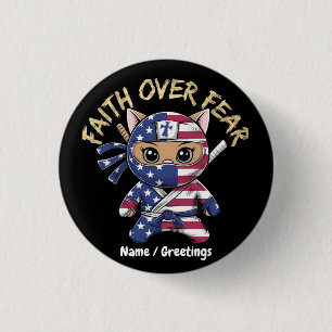 Faith Over Fear Inspirational Christian Customized 1 Inch Round Button
