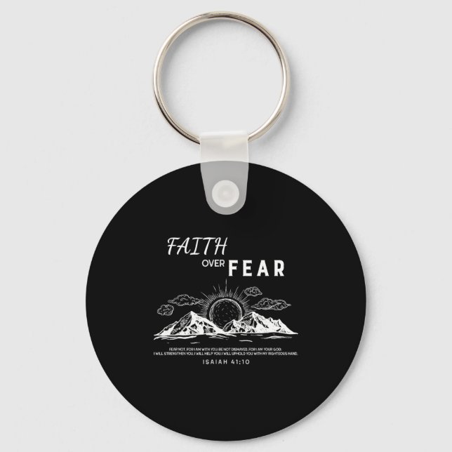 Faith Over Fear - Isaiah 41_10 Bible Verse  Keychain (Front)