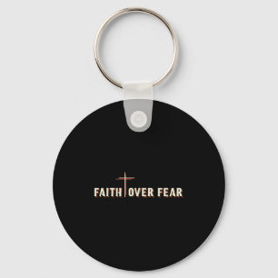 Faith Over Fear Jesus Cross Christian Graphic Keychain