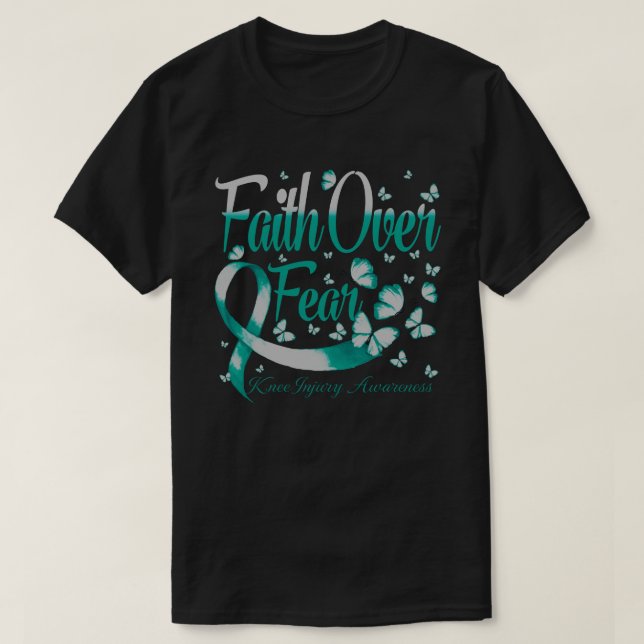 Faith Over Fear Knee Injury Awareness Butterfly T-Shirt (Design Front)