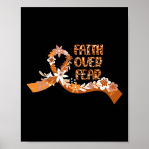 Faith Over Fear Leopard Leukaemia Awareness Warrio Poster
