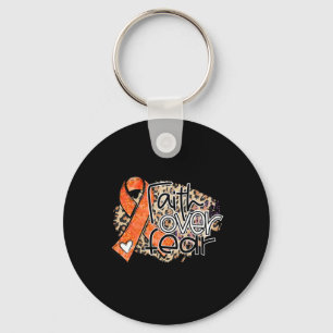 Faith Over Fear Leopard Orange Ribbon Leukemia Awa Keychain