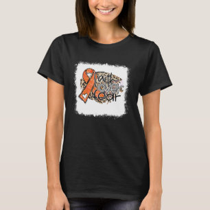 Faith Over Fear Leopard Orange Ribbon Leukemia Awa T-Shirt