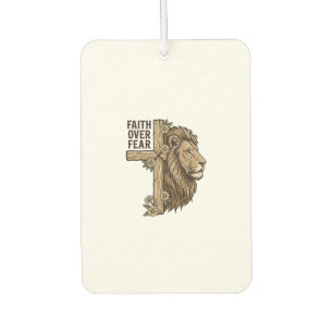 Faith Over Fear Lion Cross Vintage Christian Shirt Air Freshener