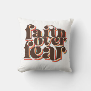Faith Over Fear Modern Retro Christian Inspiration Throw Pillow