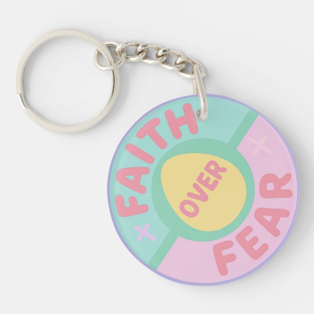 Faith Over Fear Pastel Easter 2026 Keychain (Front)