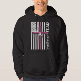 Faith Over Fear Pink Cross Flag Hoodie