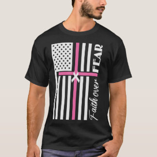 Faith Over Fear Pink Cross Flag T-Shirt