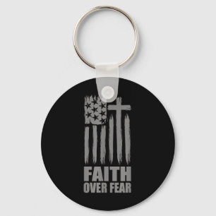 Faith Over Fear Prayer America Pride Us Flag Ameri Keychain