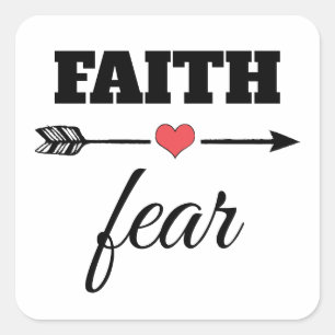 Faith over Fear Red Heart Arrow Square Sticker