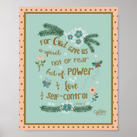 Faith Over Fear Scripture 2 Timothy Mint Peach