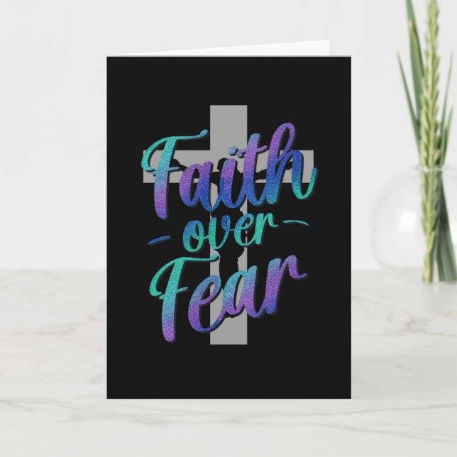 Faith Over Fear Suicide Awareness Cross Graphic T- Card (Front)