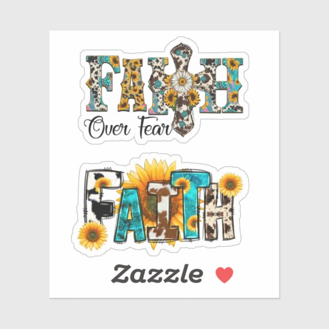 Faith Over Fear Sunflower Custom-Cut Vinyl Sticker (Sheet)