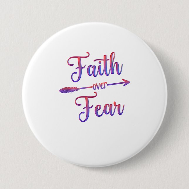 Faith over Fear Tank Top 3 Inch Round Button (Front)