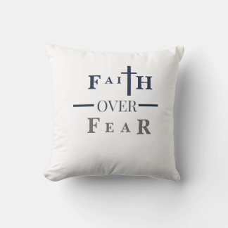 Faith Over Fear Throw Pillow – Minimal Christian 