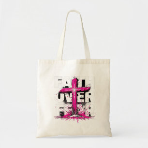 Faith Over Fear Tote Bag Christian Cross Design