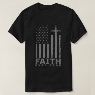 Faith Over Fear USA Flag Christian Tee