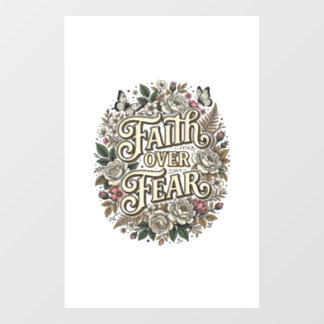 Faith Over Fear Vintage Floral Butterfly Window Cling
