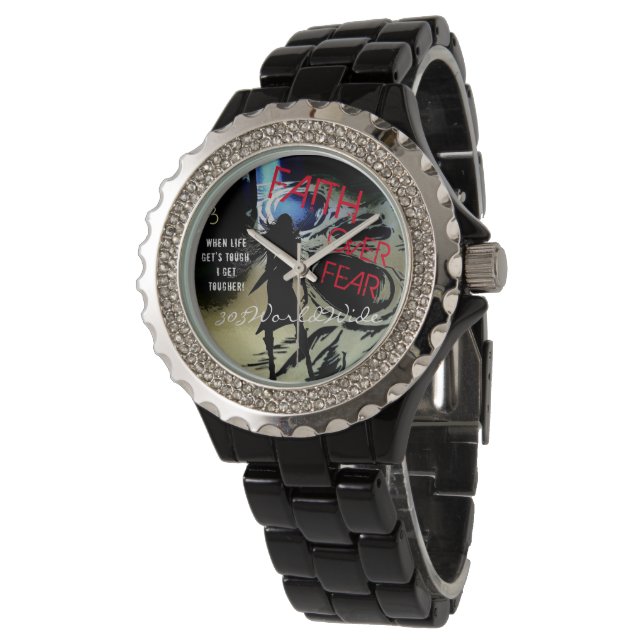 FAITH OVER FEAR WATCH with Warrior Girl with SWORD (Angled)