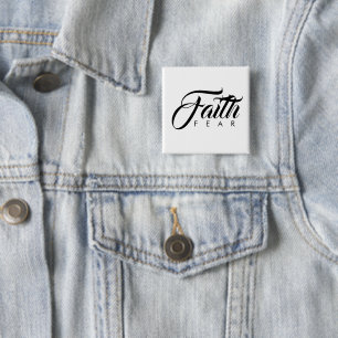 Faith Over Fear White 2 Inch Square Button