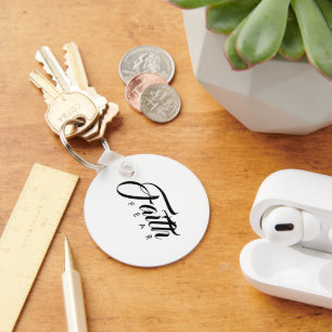 Faith Over Fear White Keychain
