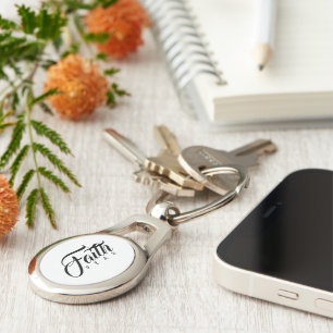 Faith Over Fear White Keychain