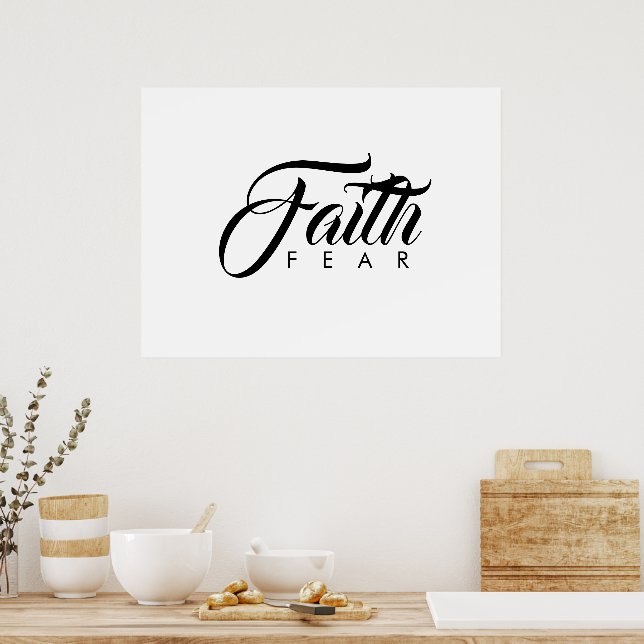 Faith Over Fear White Poster (Kitchen)