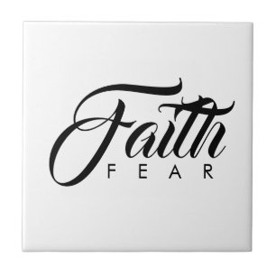 Faith Over Fear White Tile