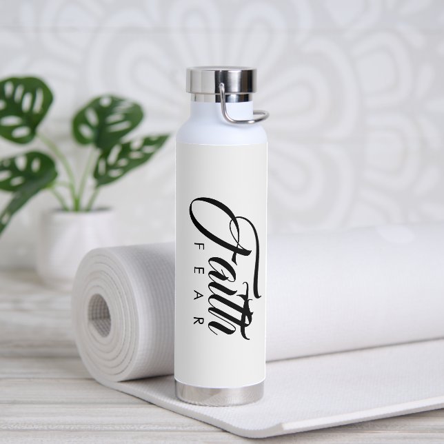 Faith Over Fear White Water Bottle (Yoga)