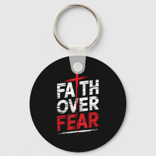 Faith Over Fear With Cross Christian Men  Keychain