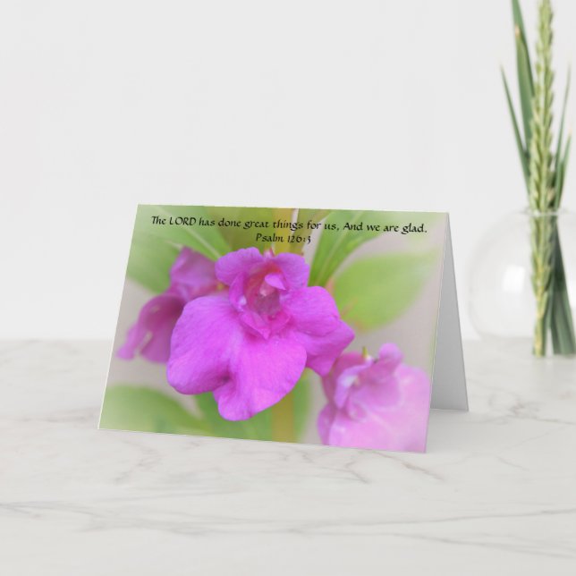 Faith Pink Flower Bible Verse Thinking of You Card (Front)