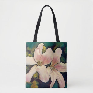 Faith Pink Tropical Style Flowers Tote Bag