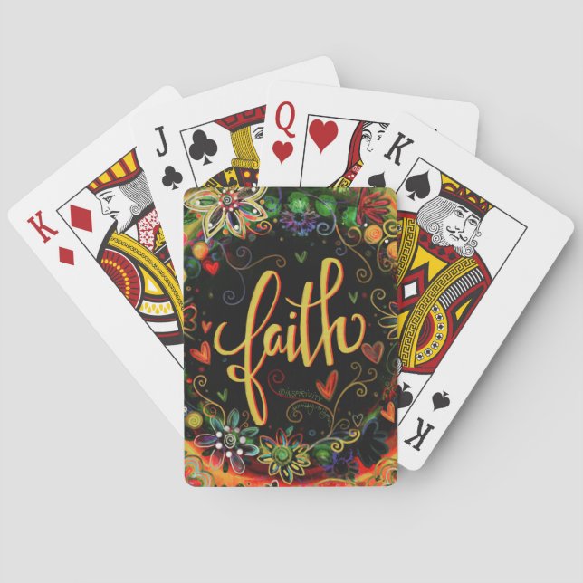 Faith Pretty Inspiring Floral ReligiousInspirivity Playing Cards (Back)