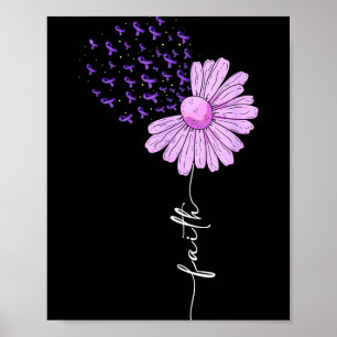 Faith - Purple Ribbon Alzheimers Awareness Daisy Poster