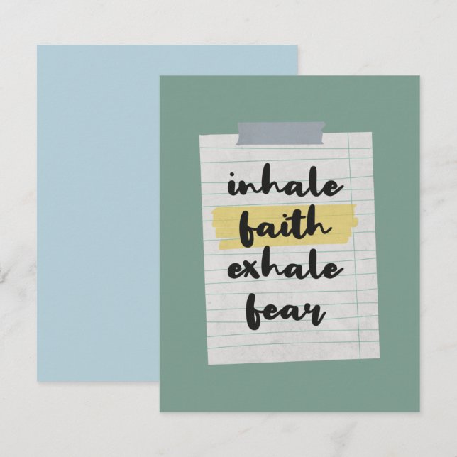 Faith Quote: Inhale Faith Exhale Fear Card (Front/Back)