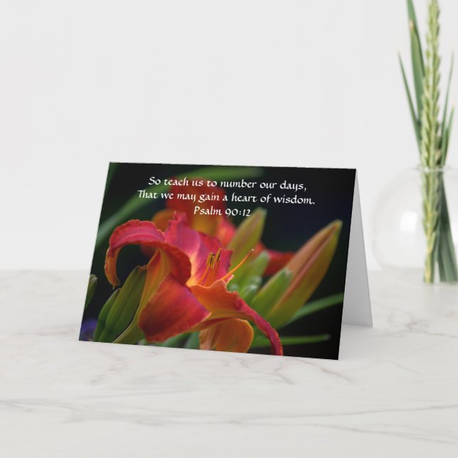 Faith Red Lily Bible Verse Birthday Card (Front)