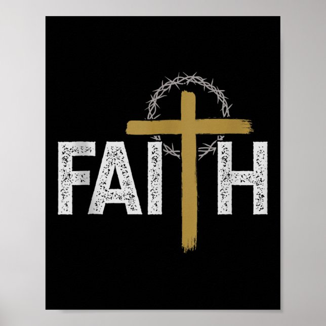 Faith Religious Bible Jesus Catholic Christian Tan Poster (Front)