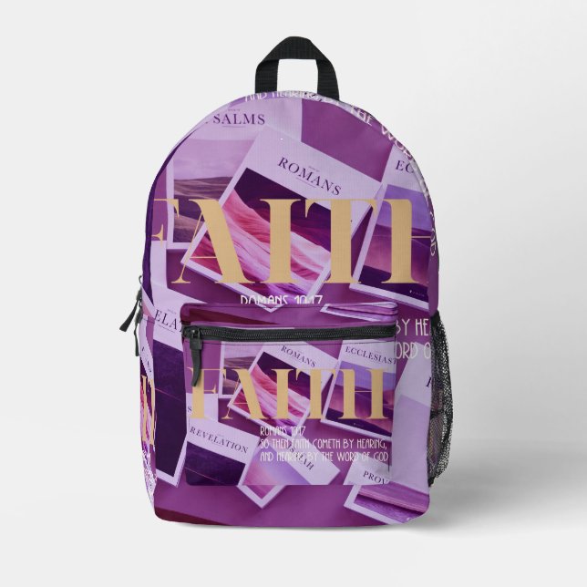 "Faith" Romains 10:17 Sac à dos christian merch (Recto)