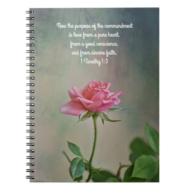 Faith Rose Pink Flower Prayer Notebook (Front)