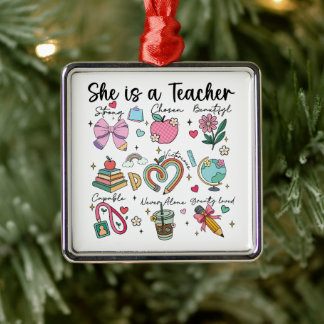 Faith She is a Teacher Gift Metal Ornament