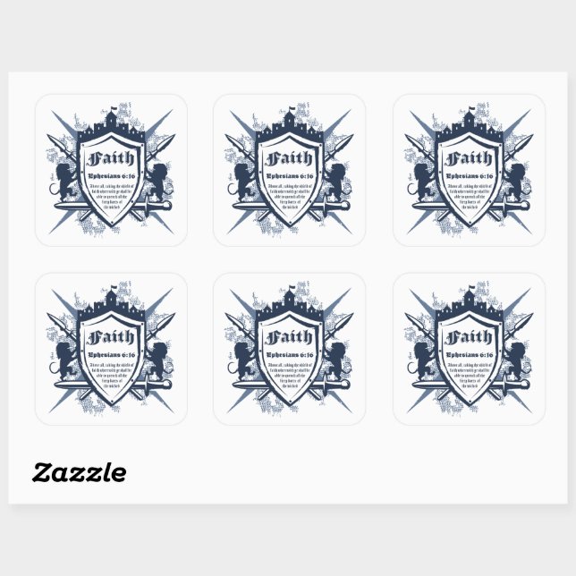 Faith Shield Christian Faith Bible Verse Ephesians Square Sticker (Sheet)