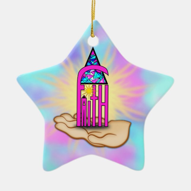 Faith ~ Steeple Ceramic Ornament (Front)