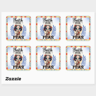 Faith Sugar Skull Square Sticker