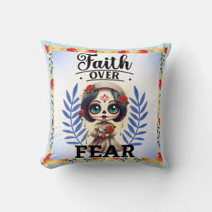 Faith Sugar Skull Throw Pillow