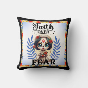 Faith Sugar Skull Throw Pillow
