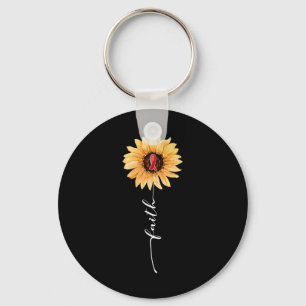 Faith Sunflower Burgundy Ribbon Brain Aneurysm Awa Keychain