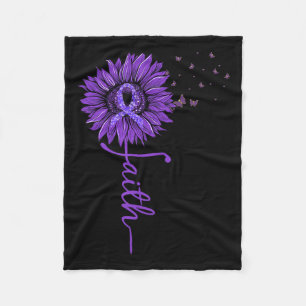 Faith Sunflower Purple Heimer’s Awareness  Fleece Blanket