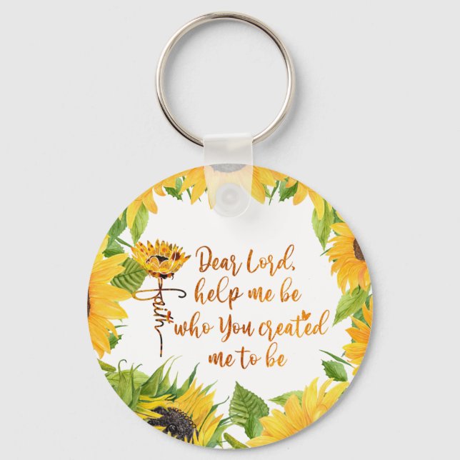 Faith Sunflower with Prayer Quote  Keychain (Front)